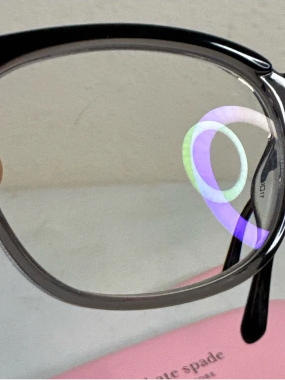 kate spade Black and Clear Cat-Eye Glasses with Pink Case
